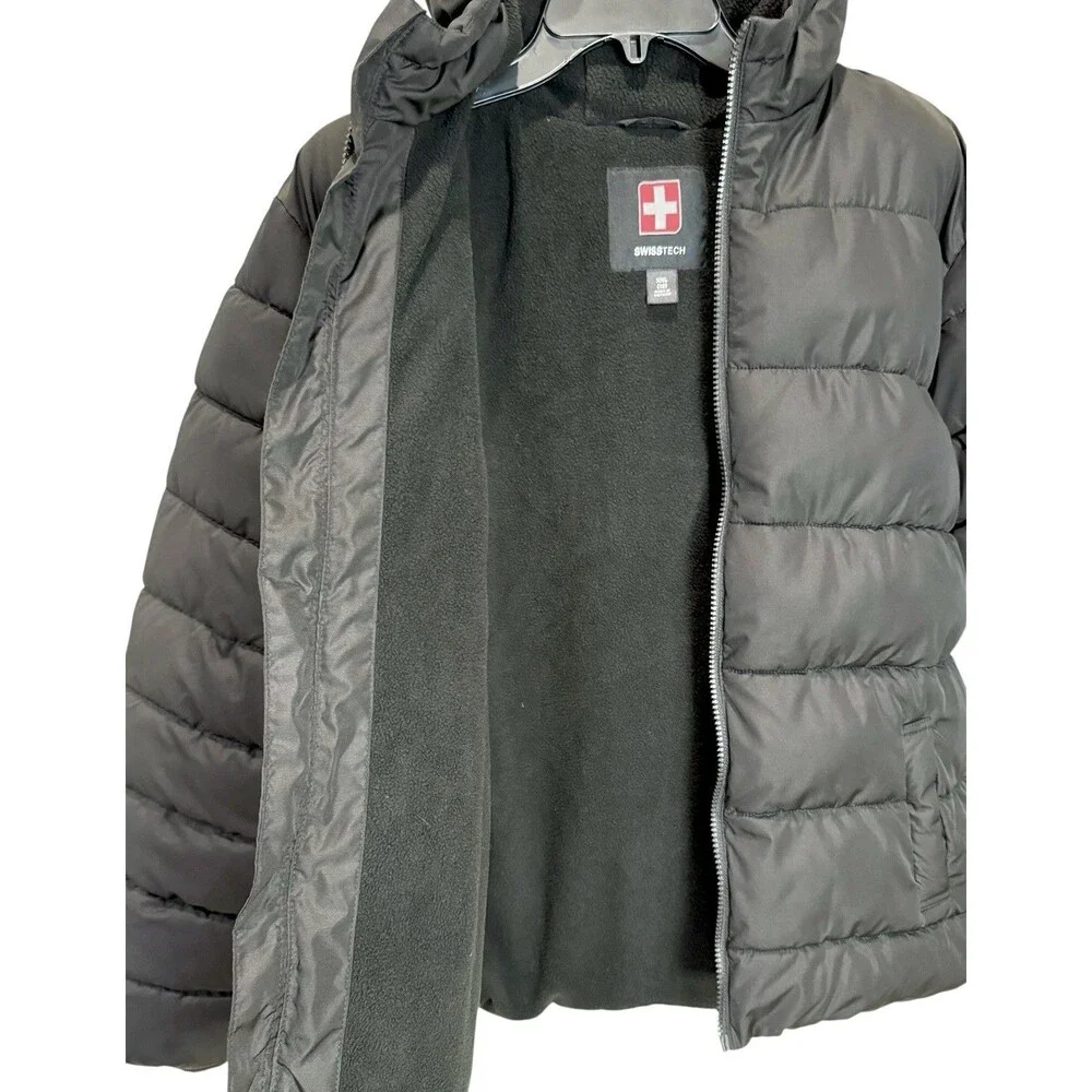 Swiss Tech Boys Puffer Jacket Coat Size XXL / 18 Hooded Zip Up Fleece Lined
